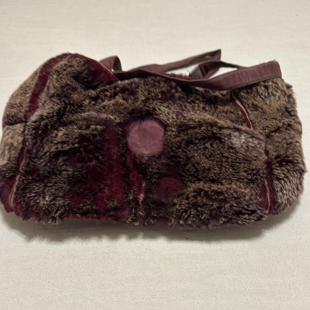 Authentic Vintage Chanel Rabbit Fur Tote Bag with Matching Pouch